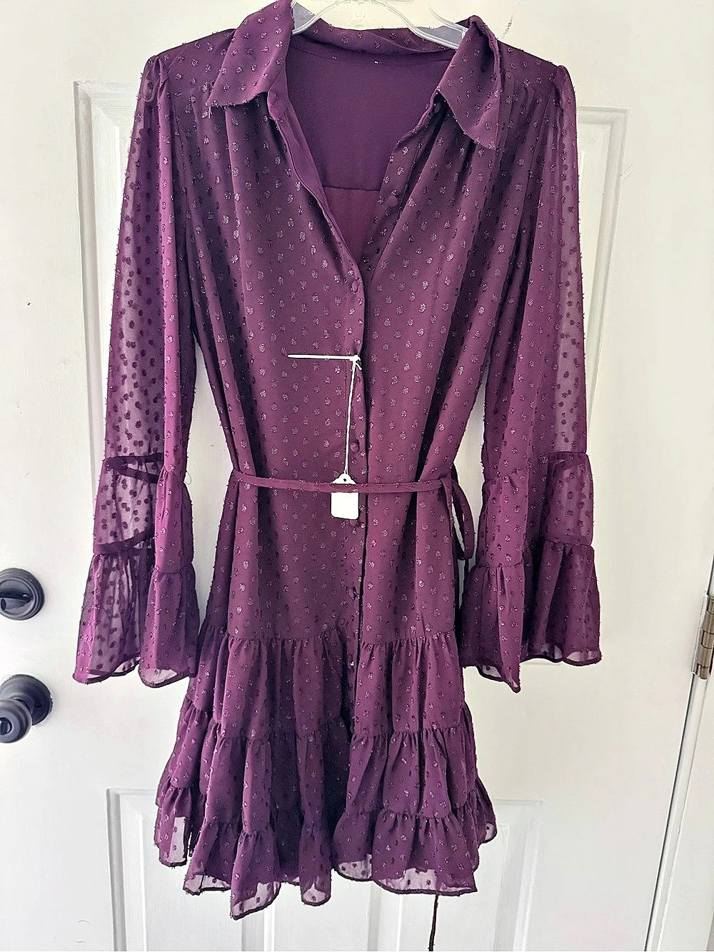Purple Ruffle Mini Dress NWT